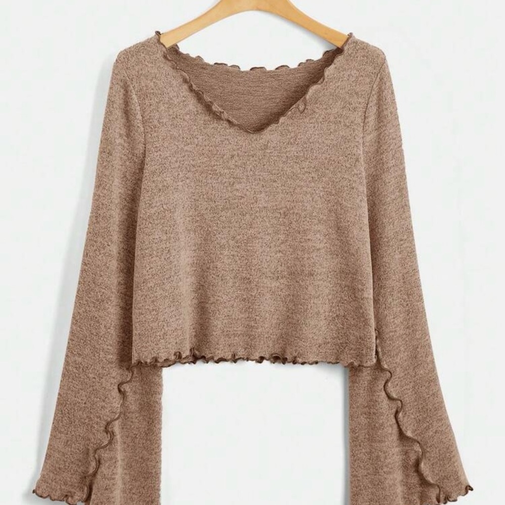 SHEIN Brown Bell Sleeve Top